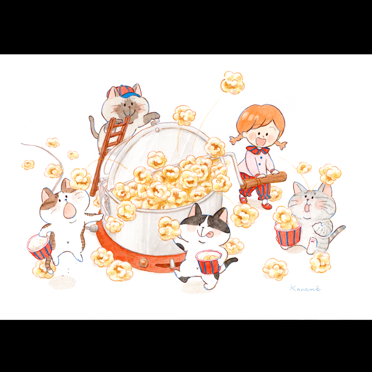 ポップコーンとねこ